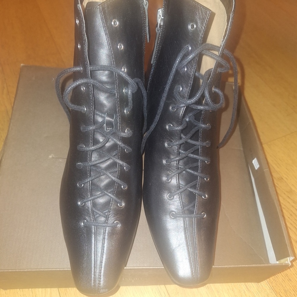 Men's Black Lace-Up Leather Ankle Boots with Side Zip